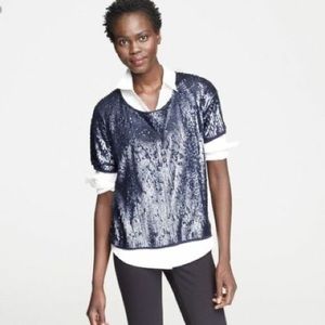 ✨NEW✨J. Crew Navy Blue Sequined Top